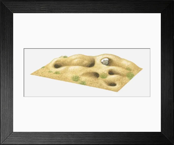 Framed Print : Illustration of Common Wombat (Vombatus ursinus) above burrows Framed Print : Illustration of Common Wombat (Vombatus ursinus) above burrows