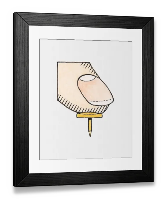 Framed Print : Illustration of a finger on push pin Framed Print : Illustration of a finger on push pin
