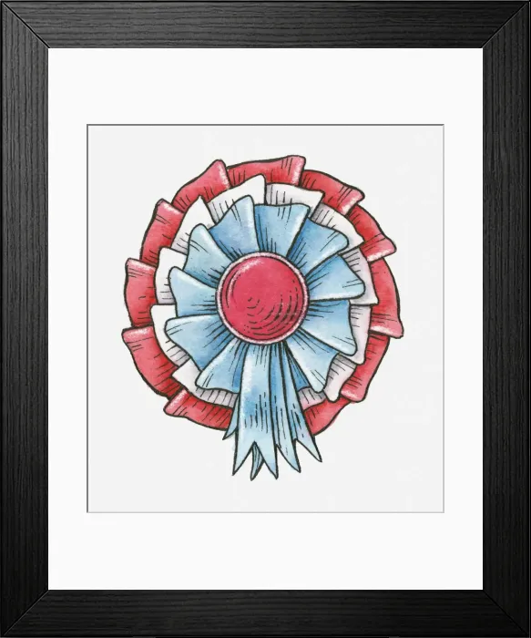 Framed Print : Illustration of red, white and blue rosette Framed Print : Illustration of red, white and blue rosette
