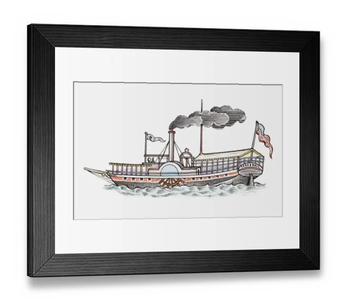 Framed Print : Illustration of Mark Twains Mississippi paddle boat Framed Print : Illustration of Mark Twains Mississippi paddle boat