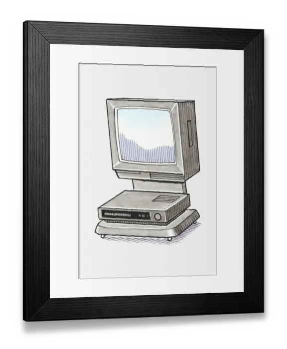 Framed Print : Illustration of television and video recorder on simple stand Framed Print : Illustration of television and video recorder on simple stand