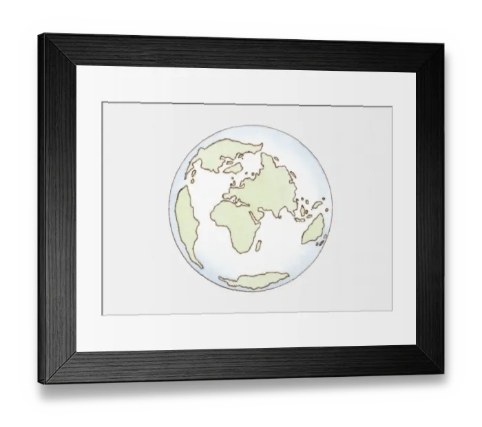 Framed Print : Illustration of continent distribution c. 65 mya, Cenozoic era Framed Print : Illustration of continent distribution c. 65 mya, Cenozoic era