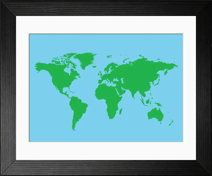 Framed Print : Digital illustration of world map
