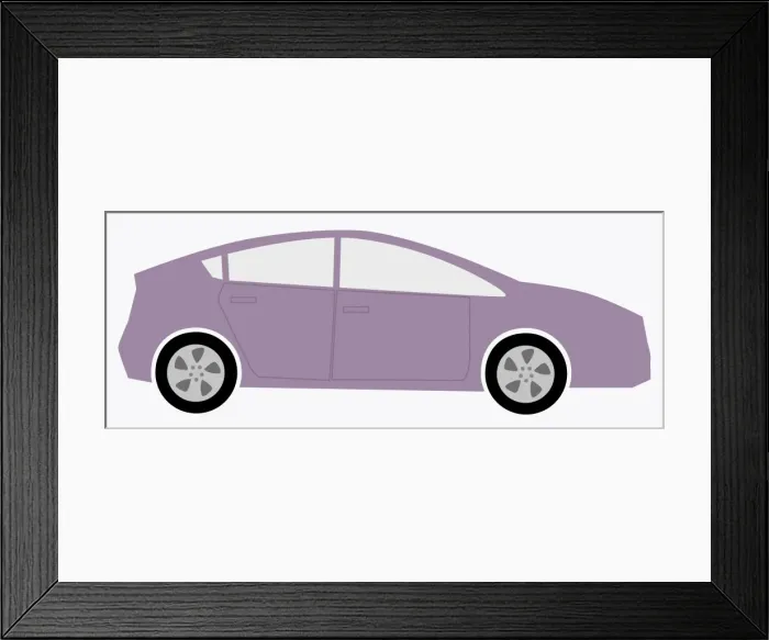Framed Print : Digital illustration of pink saloon car