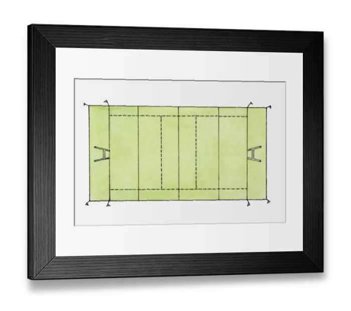 Framed Print : Illustration of a rugby pitch