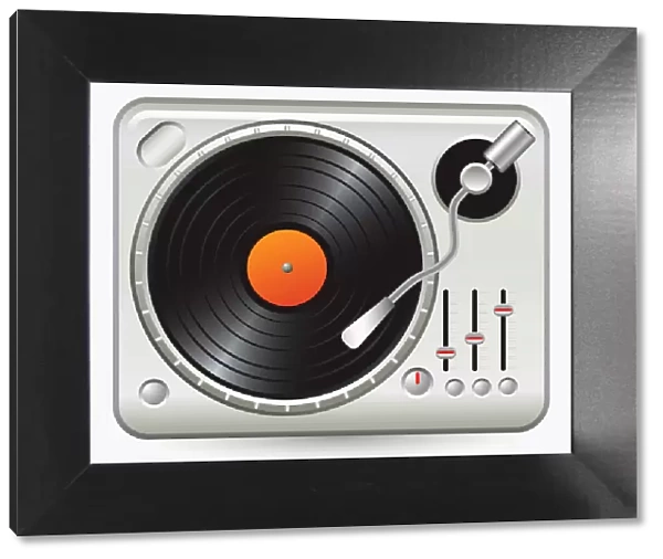 Digital illustration of record on record player