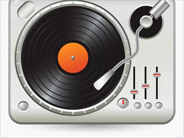 Digital illustration of record on record player