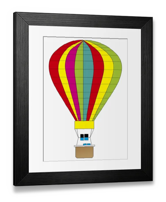 Framed Print : Digital illustration of colourful hot air balloon Framed Print : Digital illustration of colourful hot air balloon