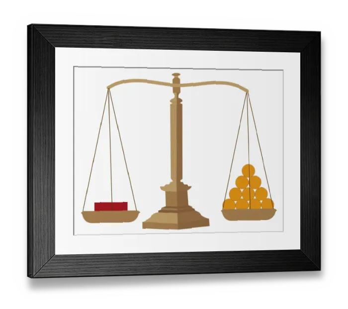 Framed Print : Digital illustration of balanced scales Framed Print : Digital illustration of balanced scales