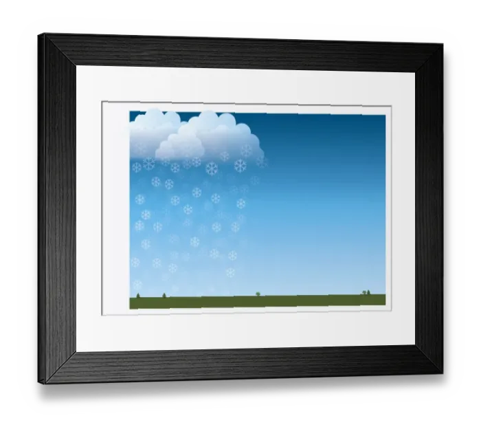 Framed Print : Digital illustration of snow falling from clouds Framed Print : Digital illustration of snow falling from clouds