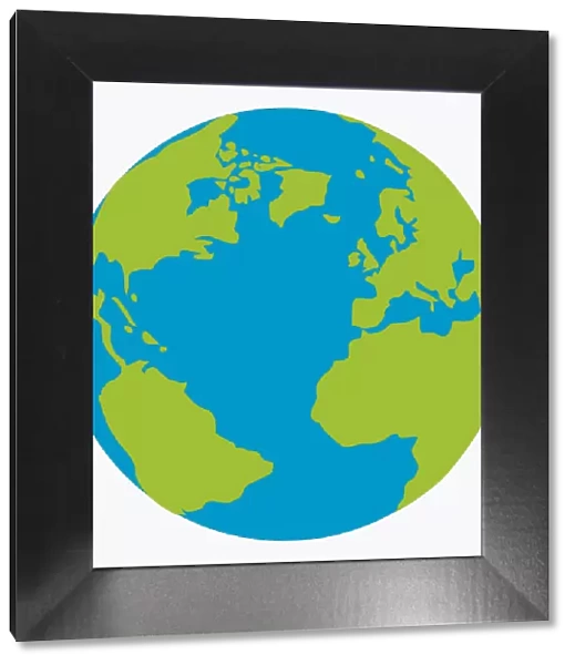 Digital illustration of planet Earth showing continents in green