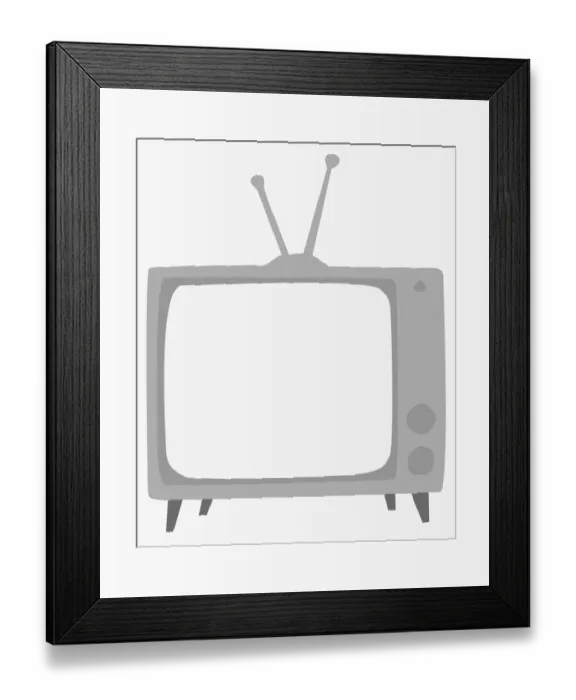 Framed Print : Digital illustration of old fashioned television with indoor aerial
