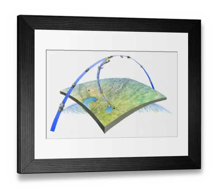 Framed Print : Illustration of Vostok A1 spacecraft orbiting around the Earth Framed Print : Illustration of Vostok A1 spacecraft orbiting around the Earth