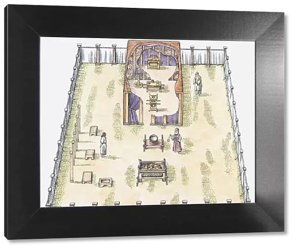 Illustration of the Israelites tabernacle, high angle view