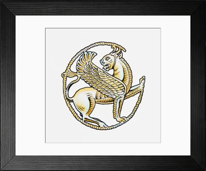 Framed Print : Illustration of gold griffin pendant Framed Print : Illustration of gold griffin pendant