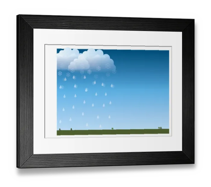 Framed Print : Digital illustration of rain and sleet falling from cloud Framed Print : Digital illustration of rain and sleet falling from cloud