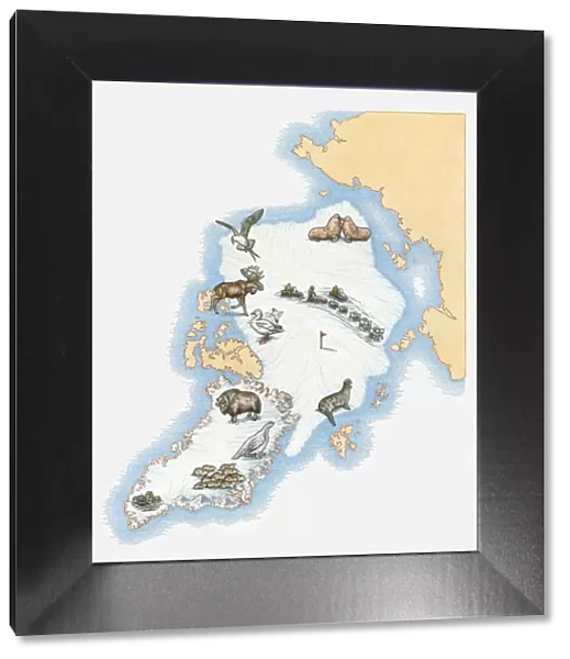 Illustrated map of Greenland