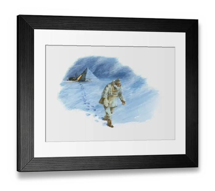 Framed Print : Illustration of Titus Oates walking to his death at the South Pole Framed Print : Illustration of Titus Oates walking to his death at the South Pole
