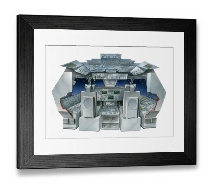 Framed Print : Illustration of the flight deck of a space shuttle Framed Print : Illustration of the flight deck of a space shuttle