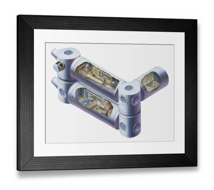 Framed Print : Illustration of the inside of a futuristic space station Framed Print : Illustration of the inside of a futuristic space station