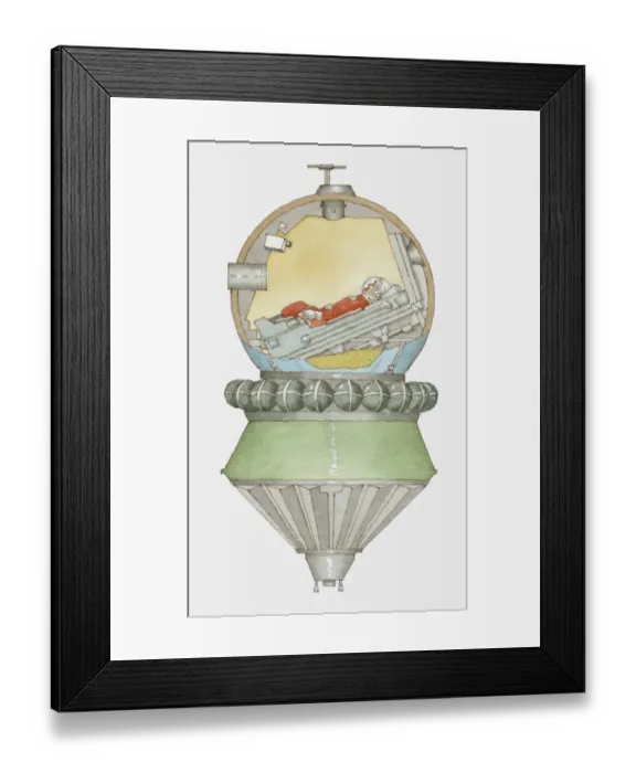 Framed Print : Cross section illustration of Yuri Gagarin in Vostok 1 space capsule Framed Print : Cross section illustration of Yuri Gagarin in Vostok 1 space capsule