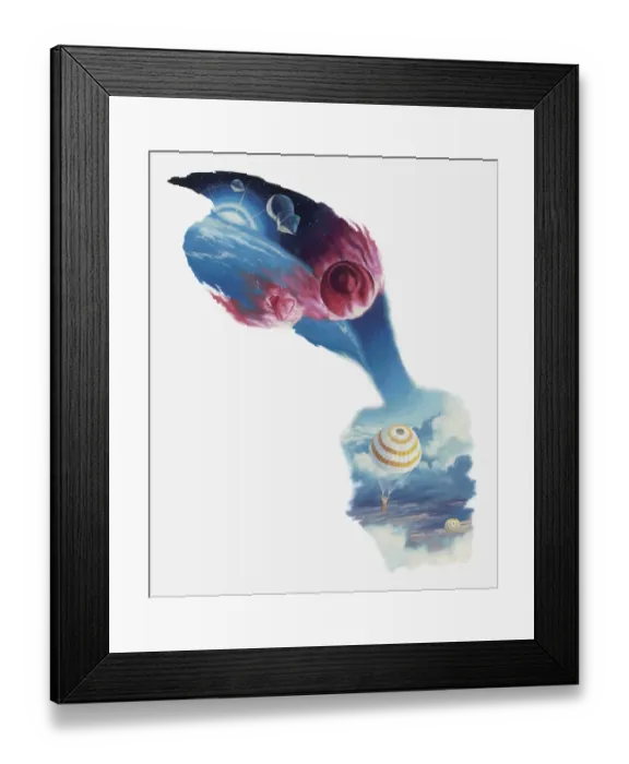 Framed Print : Illustration of Yuri Gagarin orbiting earth in space vehicle, space vehicle splitting in two, and using parachute to reach land after safely ejecting Framed Print : Illustration of Yuri Gagarin orbiting earth in space vehicle, space vehicle splitting in two, and using parachute to reach land after safely ejecting