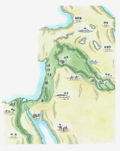 Illustration of strip of land known as the fertile crescent which stretched from Egypt through Canaan and Mesopotamia to Babylonia in the Old Testament