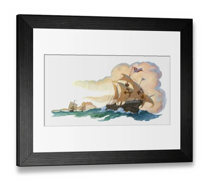 Framed Print : Illustration of Christopher Columbus ship Santa Maria at sea Framed Print : Illustration of Christopher Columbus ship Santa Maria at sea