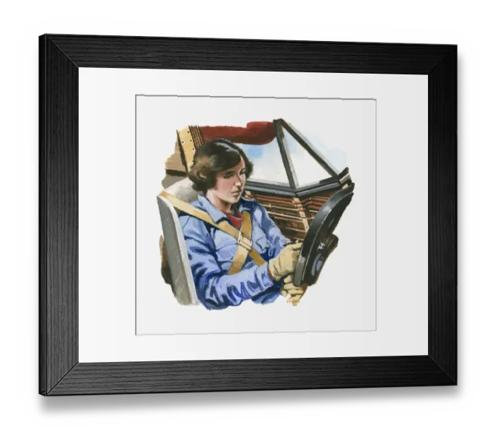 Framed Print : Illustration of Amelia Earhart sitting in cockpit of Lockheed Vega aeroplane Framed Print : Illustration of Amelia Earhart sitting in cockpit of Lockheed Vega aeroplane
