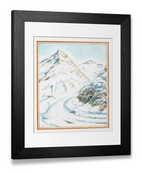 Framed Print : Illustration of route to summit of Mt Everest through Khumbu Glacier