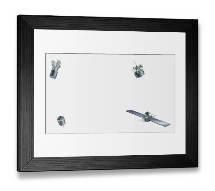 Framed Print : Illustration of parts of a satellite Framed Print : Illustration of parts of a satellite