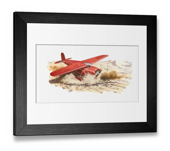 Framed Print : Illustration of Amelia Earharts Lockheed Vega crash landing in desert Framed Print : Illustration of Amelia Earharts Lockheed Vega crash landing in desert