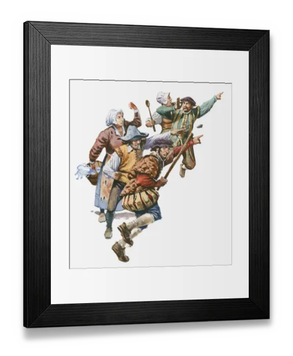 Framed Print : Illustration of angry mob of rebellious men and women Framed Print : Illustration of angry mob of rebellious men and women