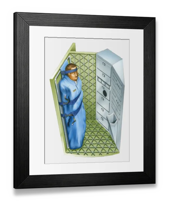 Framed Print : Illustration of an astronaut sleeping standing up Framed Print : Illustration of an astronaut sleeping standing up