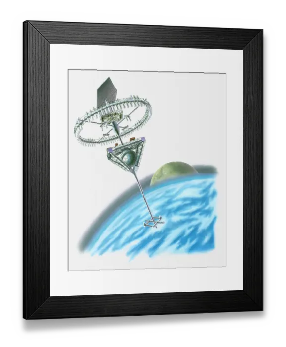 Framed Print : Illustration of a futuristic space hotel
