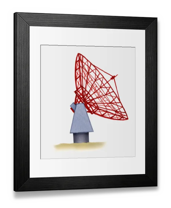 Framed Print : Illustration of a radio telescope