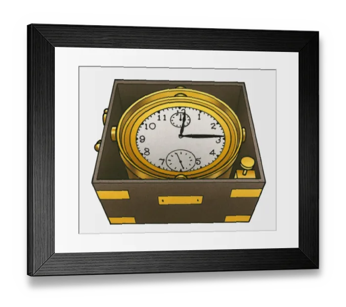 Framed Print : Illustration of chronometer in box Framed Print : Illustration of chronometer in box
