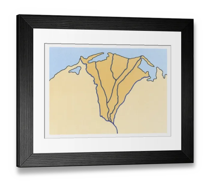 Framed Print : Illustration of river delta Framed Print : Illustration of river delta