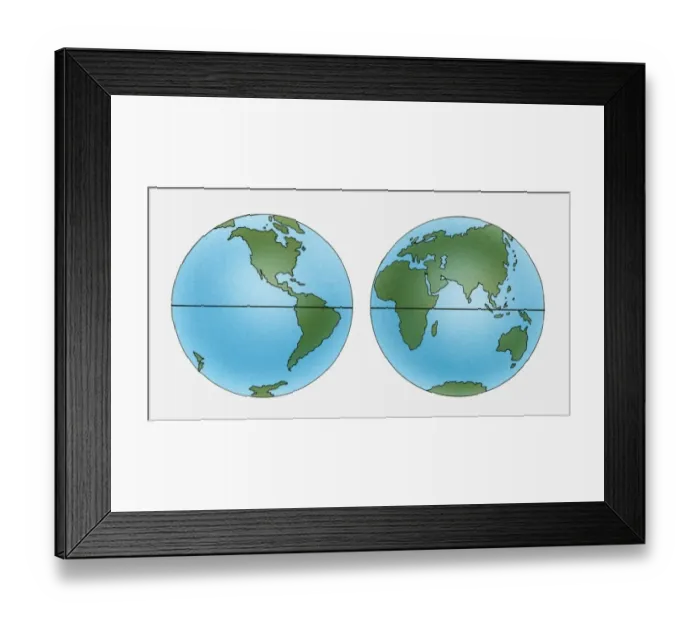 Framed Print : Two Illustrations of planet Earth showing latitude Framed Print : Two Illustrations of planet Earth showing latitude