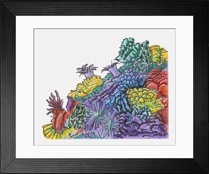 Framed Print : Illustration of colourful anemone on seabed Framed Print : Illustration of colourful anemone on seabed