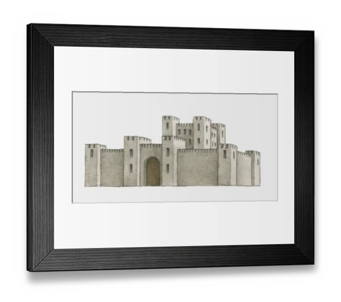 Framed Print : Illustration of 12th century northwestern European castle