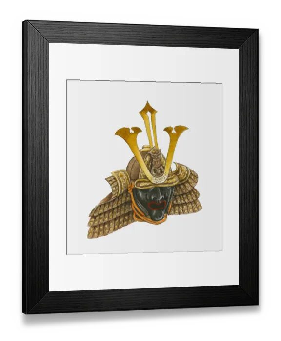Framed Print : Illustration of 16th century samurai helmet Framed Print : Illustration of 16th century samurai helmet