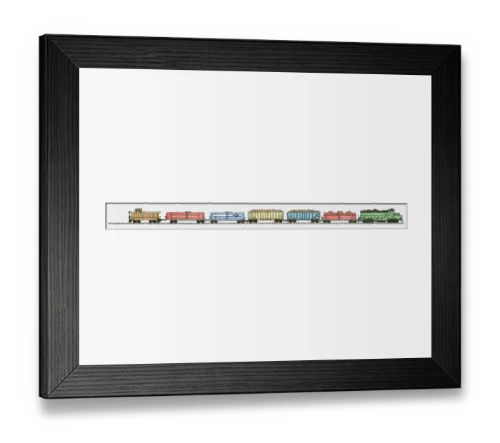 Framed Print : Illustration of cargo train on the move Framed Print : Illustration of cargo train on the move