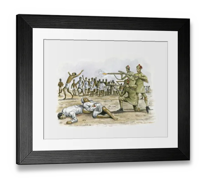 Framed Print : Illustration of Chinese soldiers shooting unarmed people during rebellion Framed Print : Illustration of Chinese soldiers shooting unarmed people during rebellion