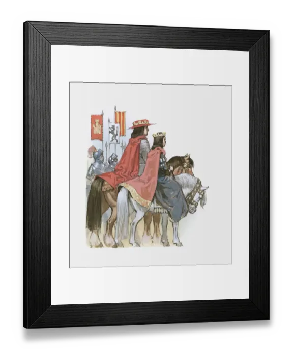 Framed Print : Illustration of Ferdinand II of Aragon and Queen Isabella I of Castille on horseback Framed Print : Illustration of Ferdinand II of Aragon and Queen Isabella I of Castille on horseback