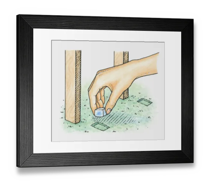 Framed Print : Hand placing ice cube into dent in carpet caused by legs of table or chair (removing dent in carpet) Framed Print : Hand placing ice cube into dent in carpet caused by legs of table or chair (removing dent in carpet)