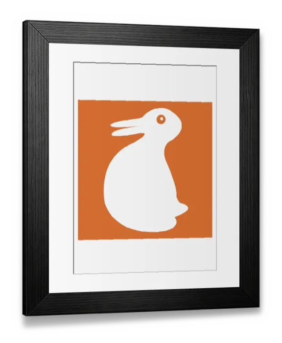 Framed Print : Digital illustration of white duck on orange background Framed Print : Digital illustration of white duck on orange background