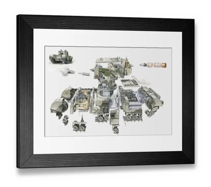 Framed Print : Cross section illustration of World War Two British Churchill MK VII tank Framed Print : Cross section illustration of World War Two British Churchill MK VII tank