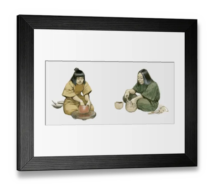 Framed Print : Japanese potters demonstrating pinching and coiling methods Framed Print : Japanese potters demonstrating pinching and coiling methods