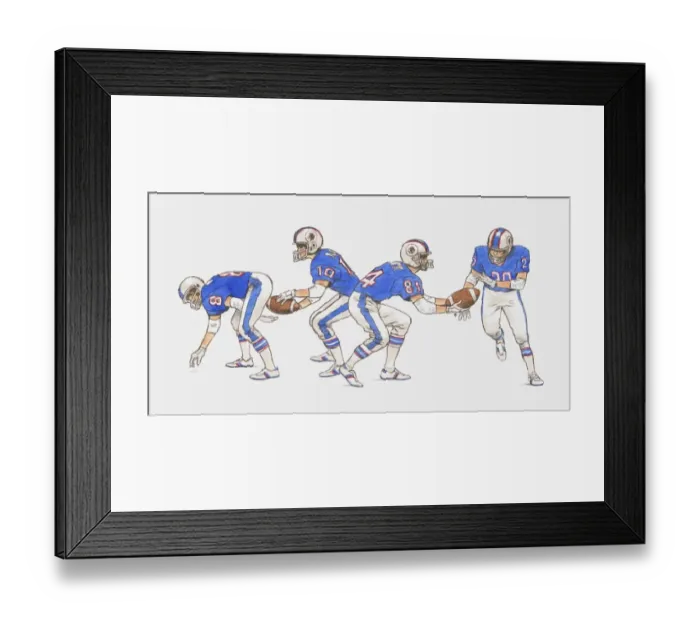 Framed Print : American football players demonstrating moves with the ball Framed Print : American football players demonstrating moves with the ball